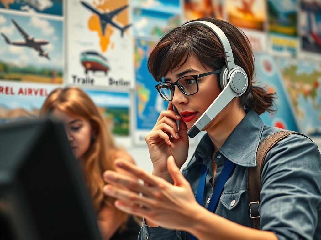 A close up shot of a customer service representative on